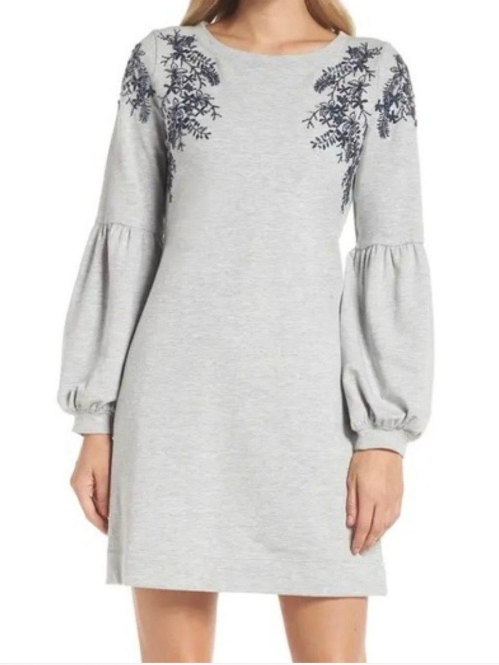 Lilly Pulitzer • Bartlett Embroidered Sweatshirt Dress Gray • Sz S